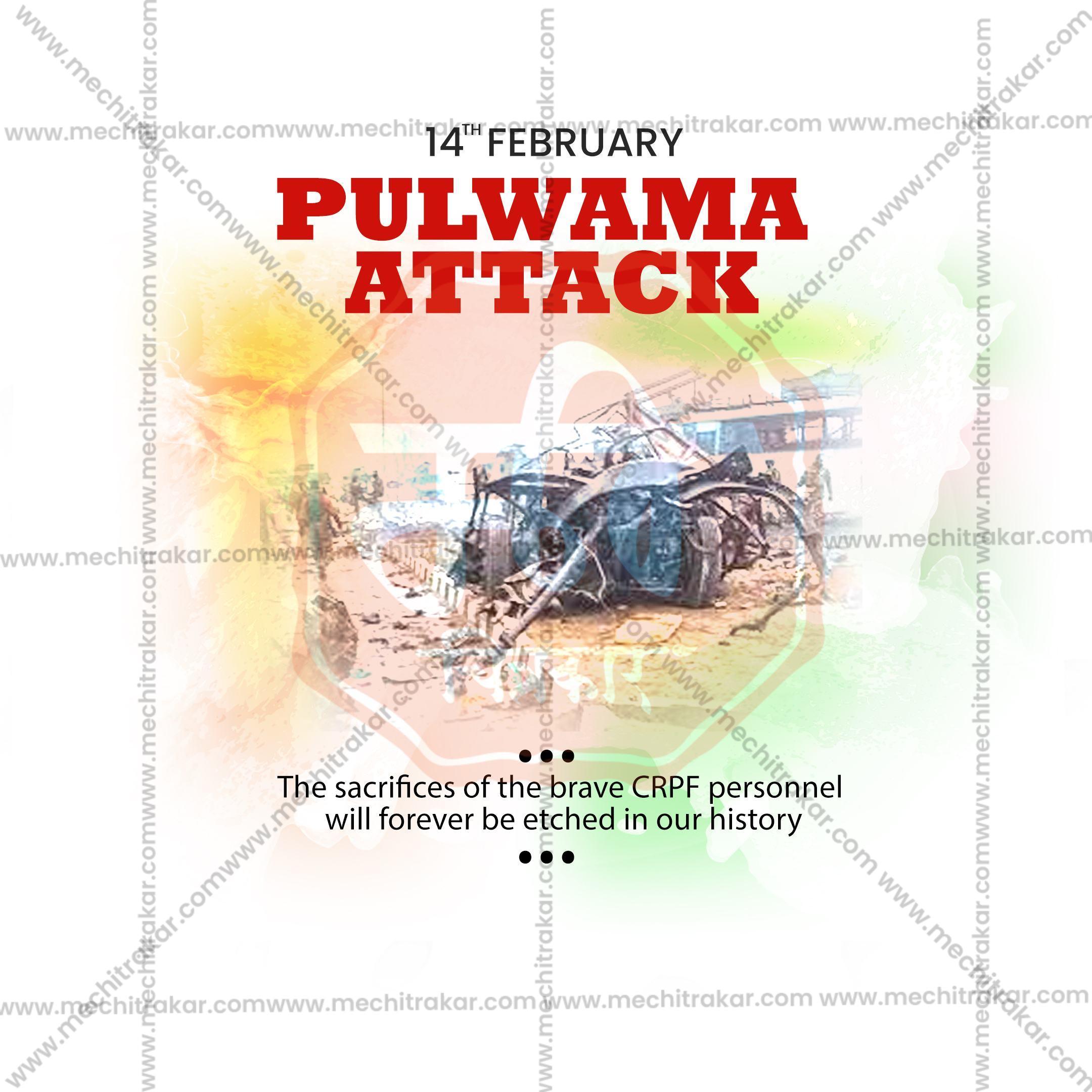 Elegant Pulwama Attack Tribute templates Flyer Design in Marathi, Hindi, and English - High-Quality PSD and JPG by Me Chitrakar