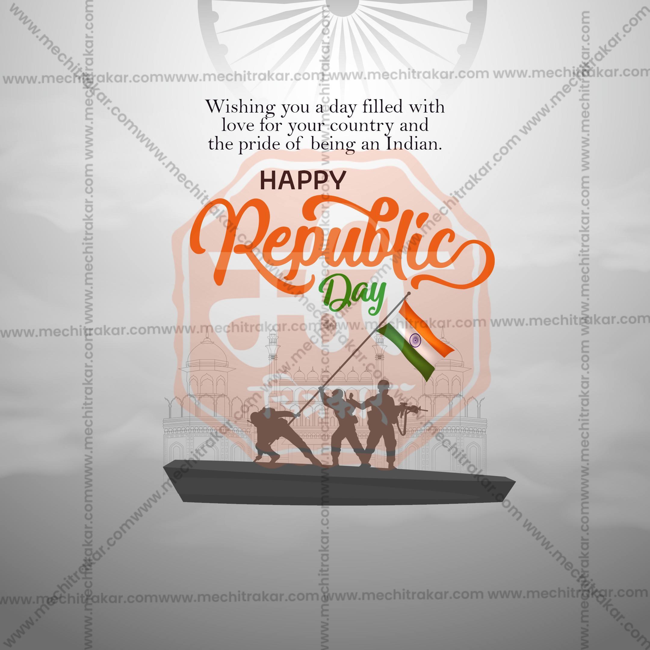Premium Republic Day editable Invitation in Marathi, Hindi, and English - Editable PSD and JPG by Me Chitrakar