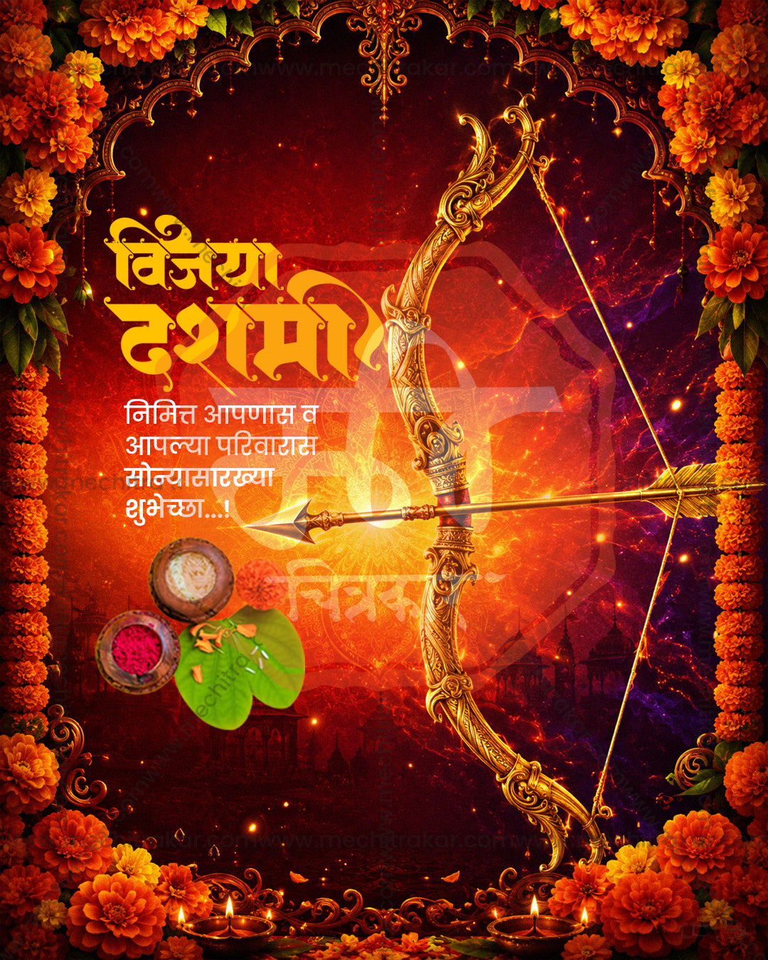 Editable PSD Dussehra epic battle represented design with narrative and action elements