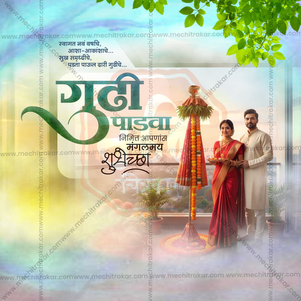 Happy Gudi Padwa creative poster design for brands.