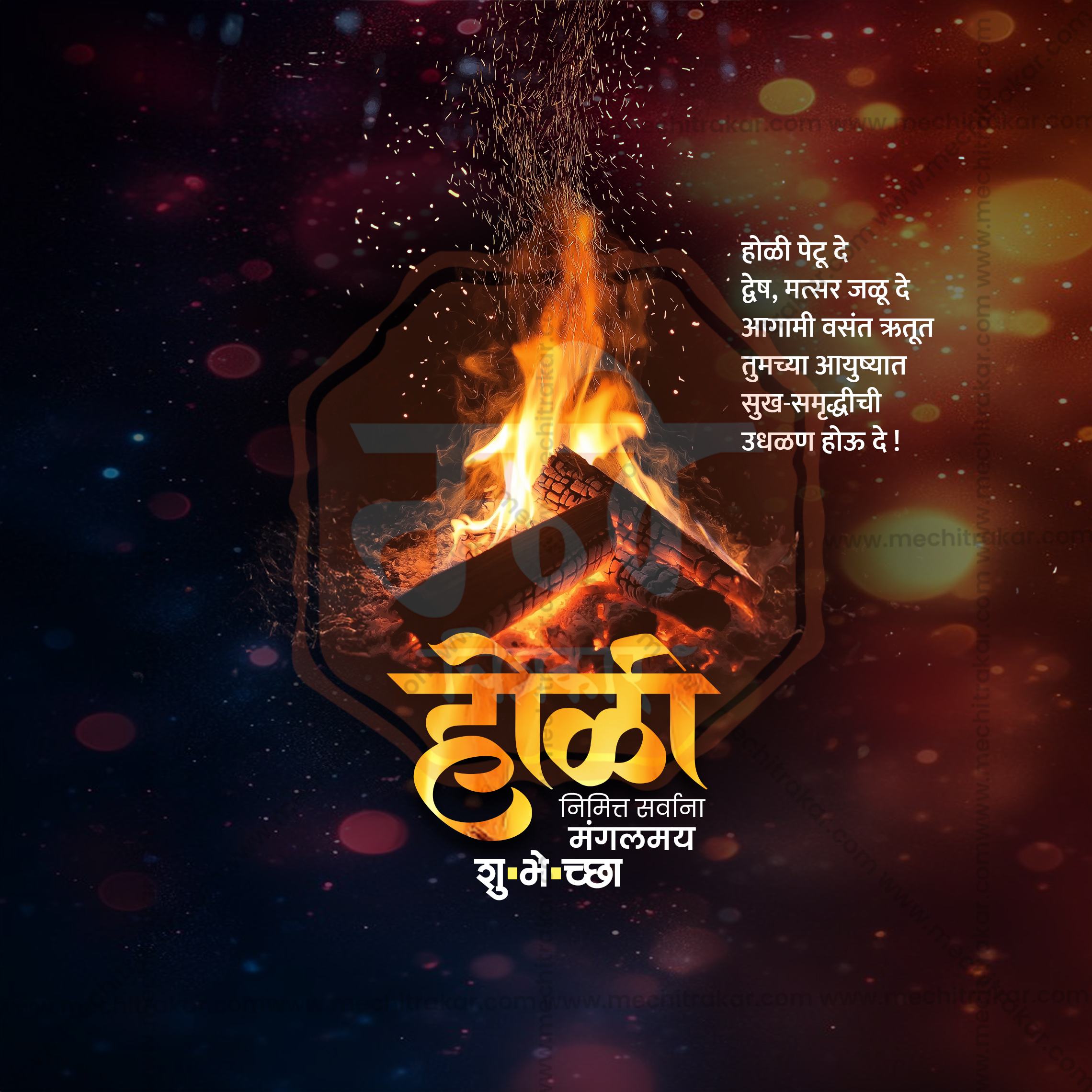 Minimalist Holi Marathi Instagram story template.