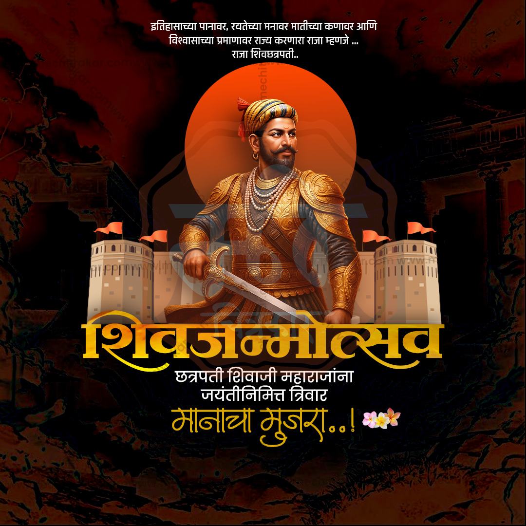 Shivjayanti Marathi Calligraphy PSD by Me Chitrakar