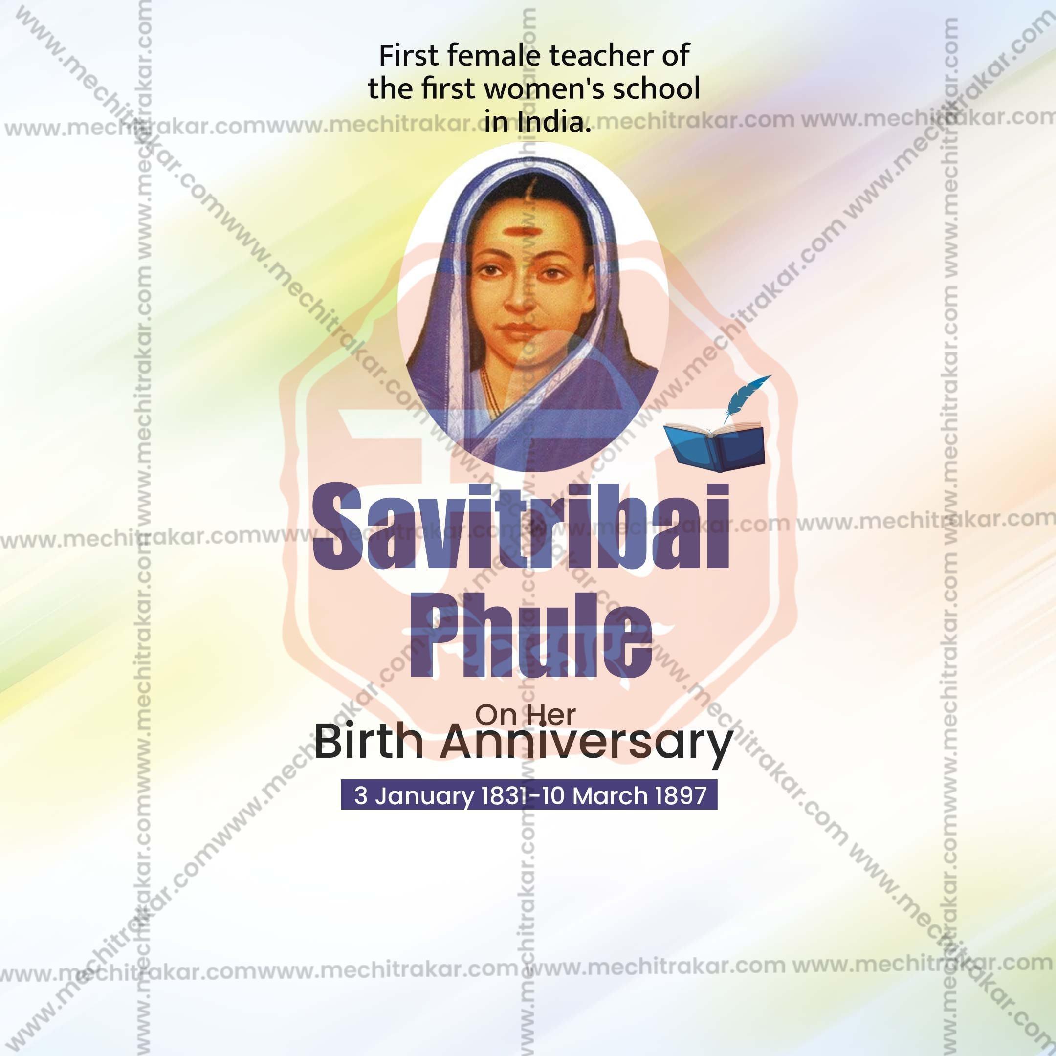 StunningSavitribai Phule Jayanti editable Banner in Marathi, Hindi, and English - Editable PSD and JPG by Me Chitrakar