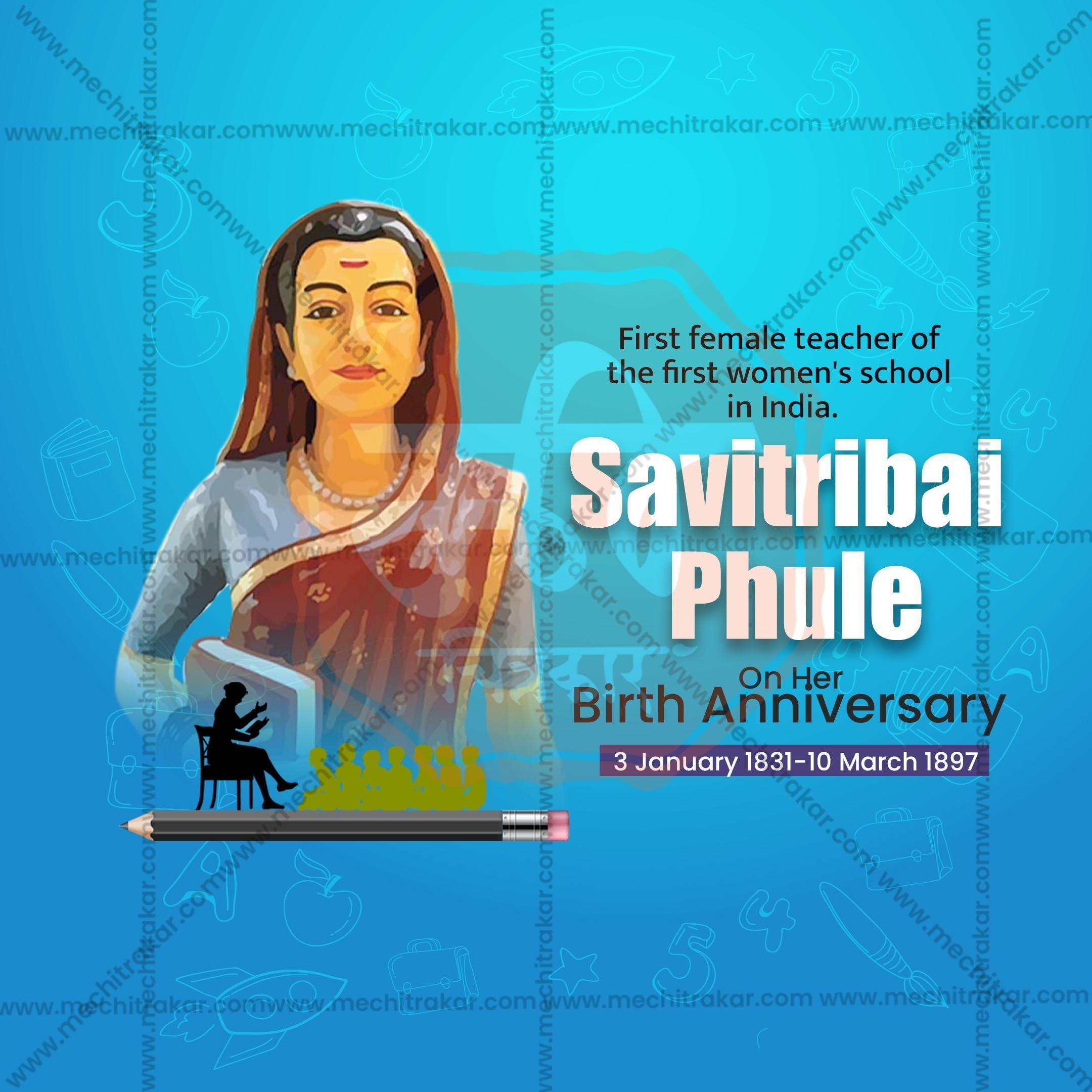 BeautifulSavitribai Phule Jayanti Event Poster in Marathi, Hindi, and English - High-Quality Editable PSD and JPG by Me Chitrakar