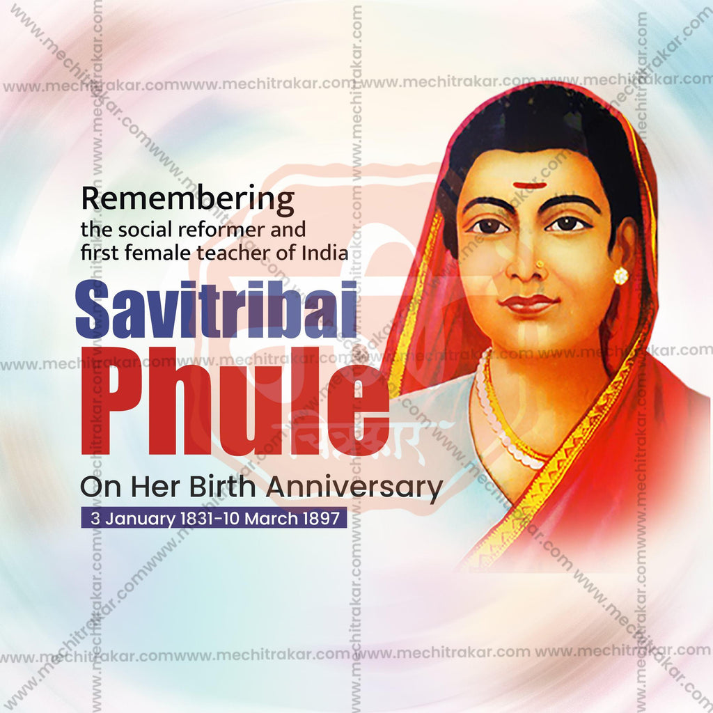 AttractiveSavitribai Phule Jayanti editable Banner in Marathi, Hindi, and English - PSD and JPG by Me Chitrakar