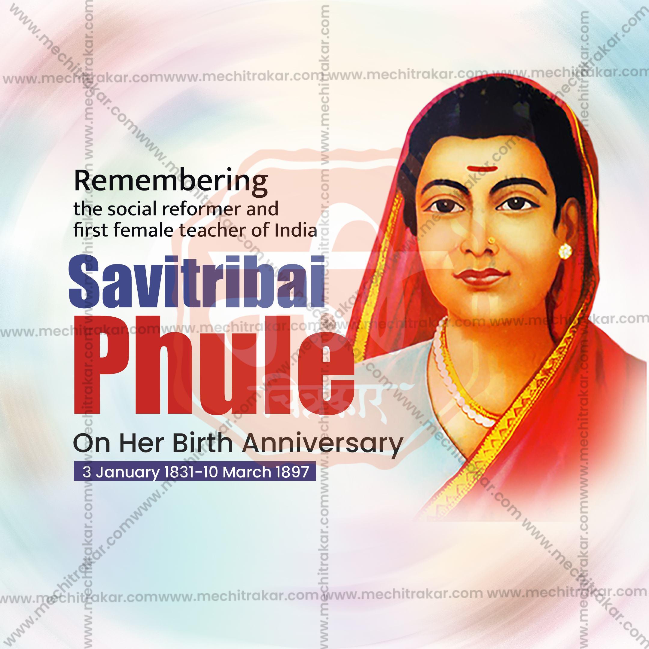 AttractiveSavitribai Phule Jayanti editable Banner in Marathi, Hindi, and English - PSD and JPG by Me Chitrakar