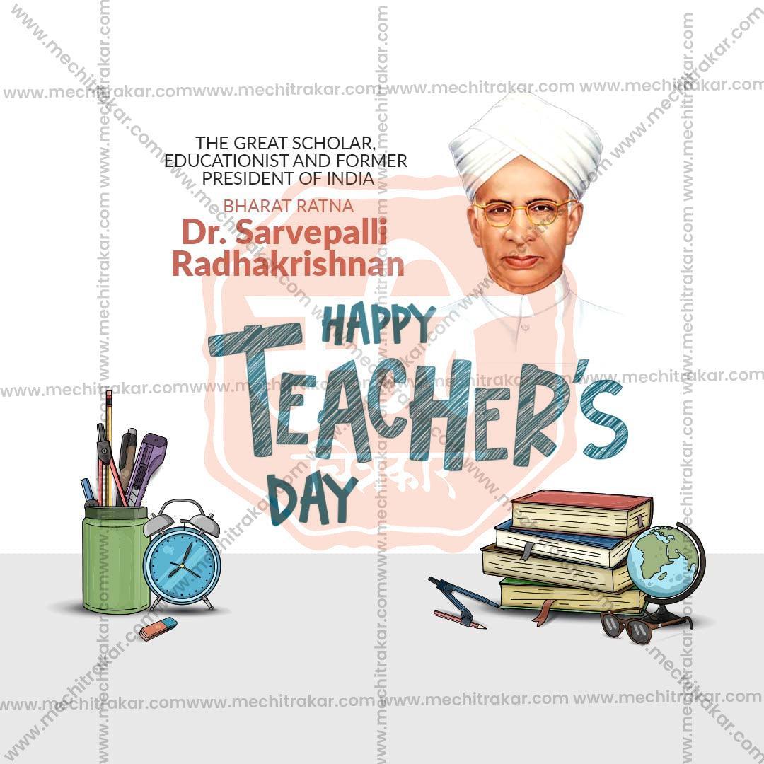 Professional Teachers Day Template Design for Social Media in Marathi, Hindi, and English - PSD and JPG by Me Chitrakar