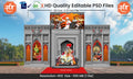 Shivaji Maharaj Rajyabhishek Kamaan and Arch Backdrop Design - High-Quality Editable PSD File for Cultural and Regal Celebrations - Mechitrakar | PMD/BD1224/25