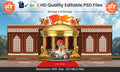 Golden Dome Theme Kamaan and Arch Backdrop Design - High-Quality Editable PSD File for Royal Celebrations - Mechitrakar