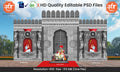 Stone Gate Theme Kaman and Arch Backdrop Design – High-Quality Editable PSD File | Me Chitrakar |PMD/BD1224/41