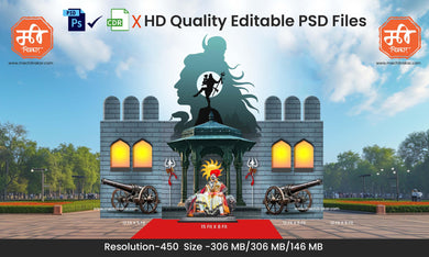 Shiv Tandav Theme Kaman and Backdrop Design - High-Quality Editable PSD Files Celebrating Maratha Heritage - Mechitrakar | SJBBK1224-09