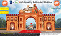 Shivaji Maharaj and Sant Tukaram Maharaj-Themed Entry Arch Pandal Design – High-Quality Editable PSD File | Me Chitrakar
