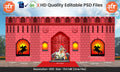 Traditional Red Fort Theme Kaman and Arch Backdrop Pandal Design – High-Quality Editable PSD File | Me Chitrakar