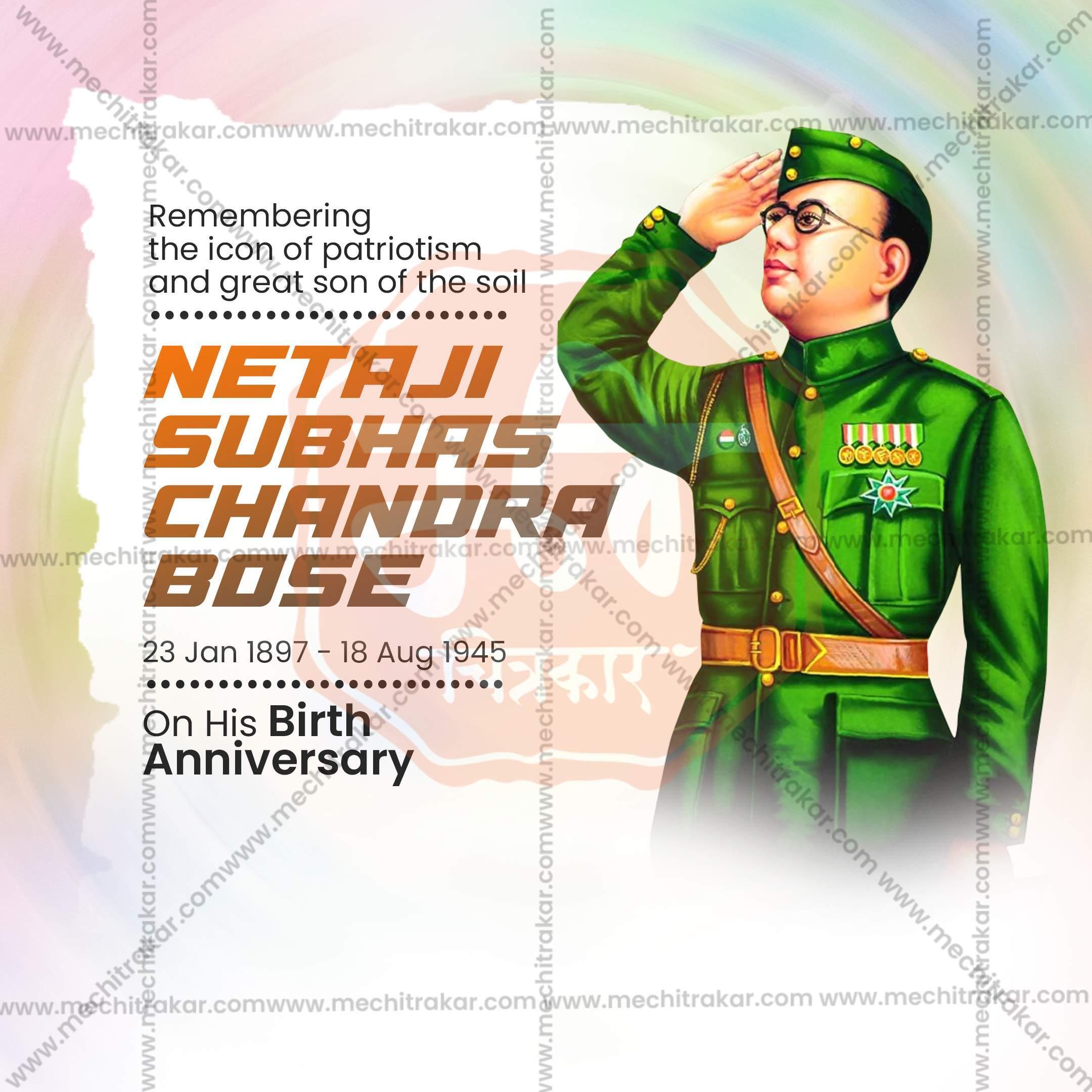 Stunning Subhashchandra Bhose Jayanti  editable Banner in Marathi, Hindi, and English - Editable PSD and JPG by Me Chitrakar