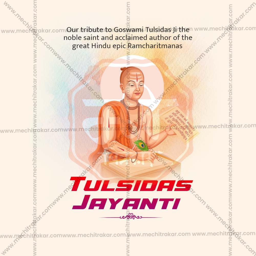 Professional Tulsidas Jayanti Template Design for Social Media in Marathi, Hindi, and English - PSD and JPG by Me Chitrakar