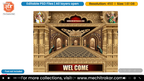 Sandstone Peacock Temple Entry Gate Editable PSD Template with Shri Ganesh and Maa Durga