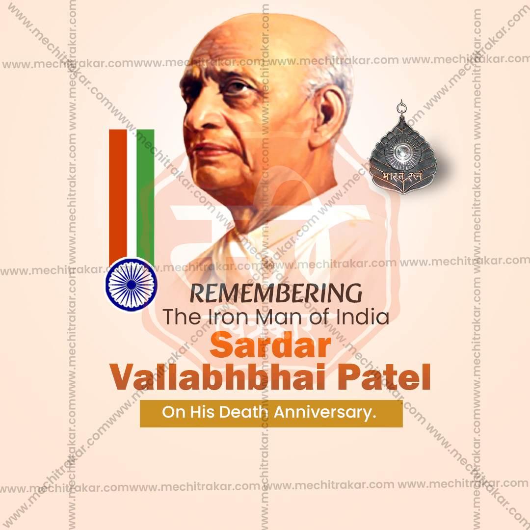 Stunning Sardar Vallabhbhai Patel Punyatithi editable Banner in Marathi, Hindi, and English - Editable PSD and JPG by Me Chitrakar