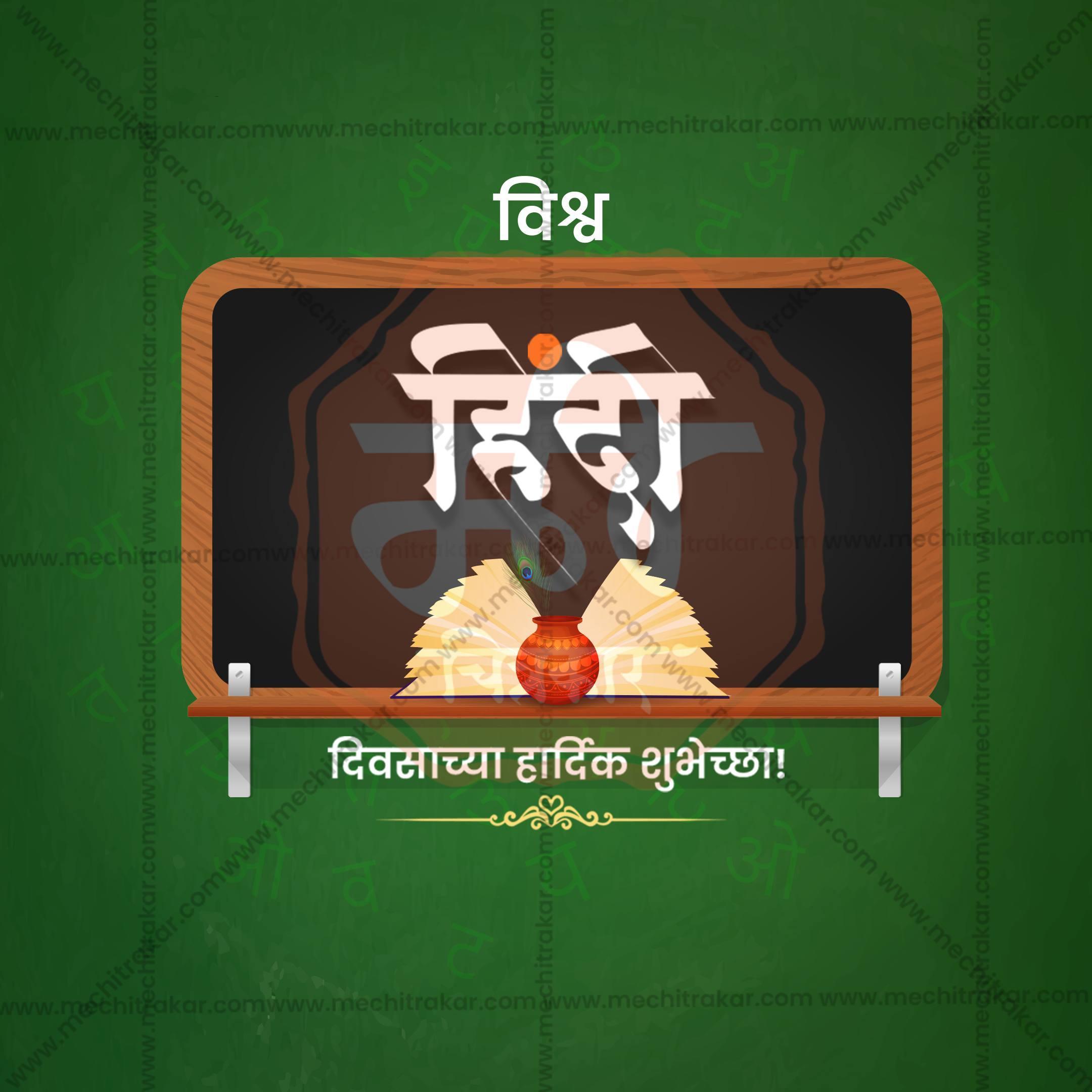 Professional Vishwa Hindi Diwas / World Hindi Day Template Design in Marathi, Hindi, and English - High-Quality Editable PSD and JPG by Me Chitrakar