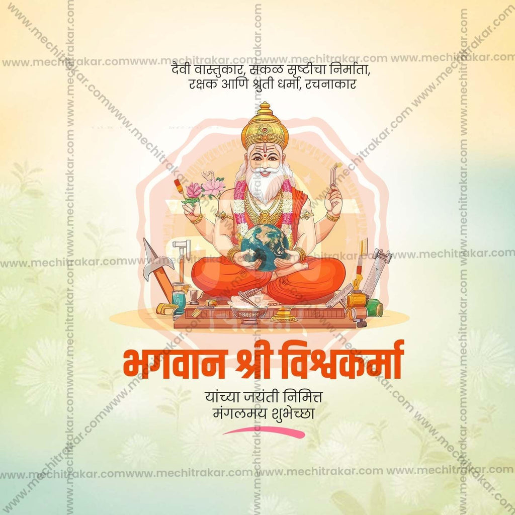 Attractive Vishwakarma Jayanti Festival Banner in Marathi, Hindi, and English - PSD and JPG by Me Chitrakar