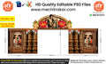 Editable Wooden Wedding Entry Gate PSD Template – Traditional Arch Kaman with Kalash, Pillars & Couple Portraits – 45x20 ft