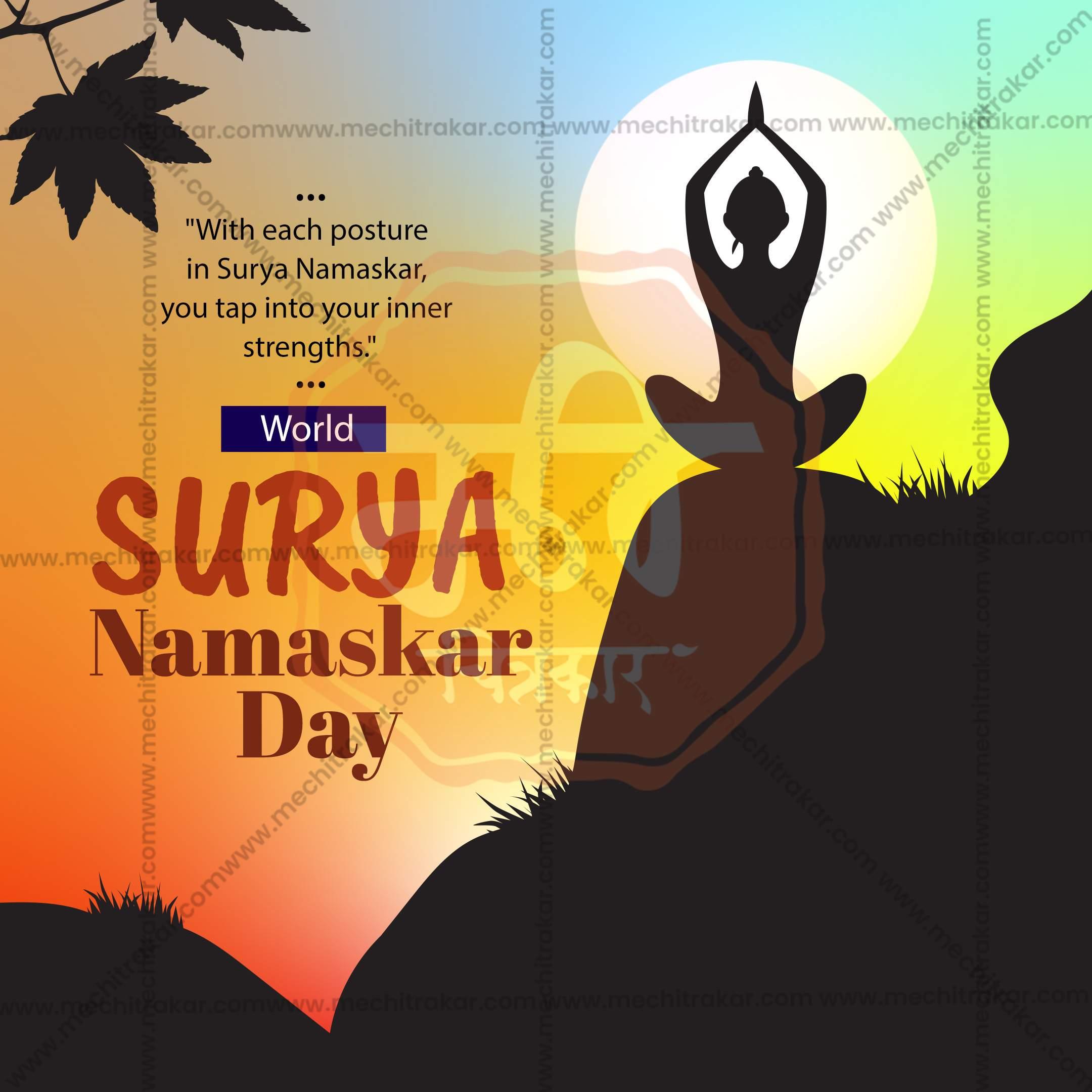 Professional World Surya Namaskar Day Template Design for Social Media in Marathi, Hindi, and English - PSD and JPG by Me Chitrakar