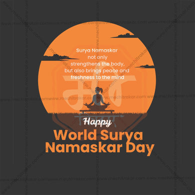 Professional World Surya Namaskar Day Template Design in Marathi, Hindi, and English - High-Quality Editable PSD and JPG by Me Chitrakar