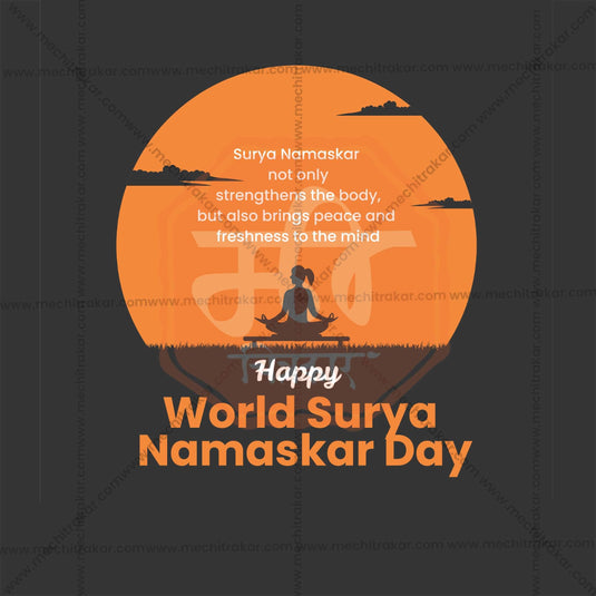 Professional World Surya Namaskar Day Template Design in Marathi, Hindi, and English - High-Quality Editable PSD and JPG by Me Chitrakar