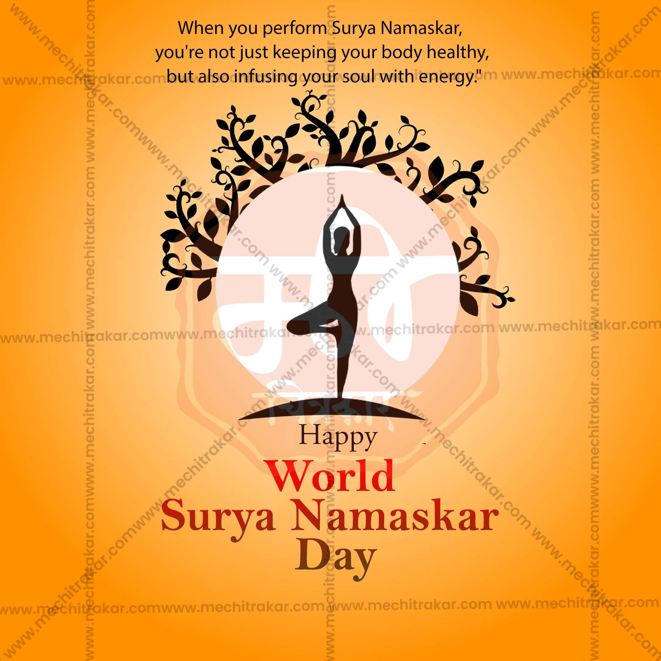 Creative World Surya Namaskar Day Template editable Poster in Marathi, Hindi, and English - Editable PSD and JPG by Me Chitrakar