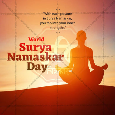 Elegant World Surya Namaskar Day Template Flyer Design in Marathi, Hindi, and English - High-Quality PSD and JPG by Me Chitrakar