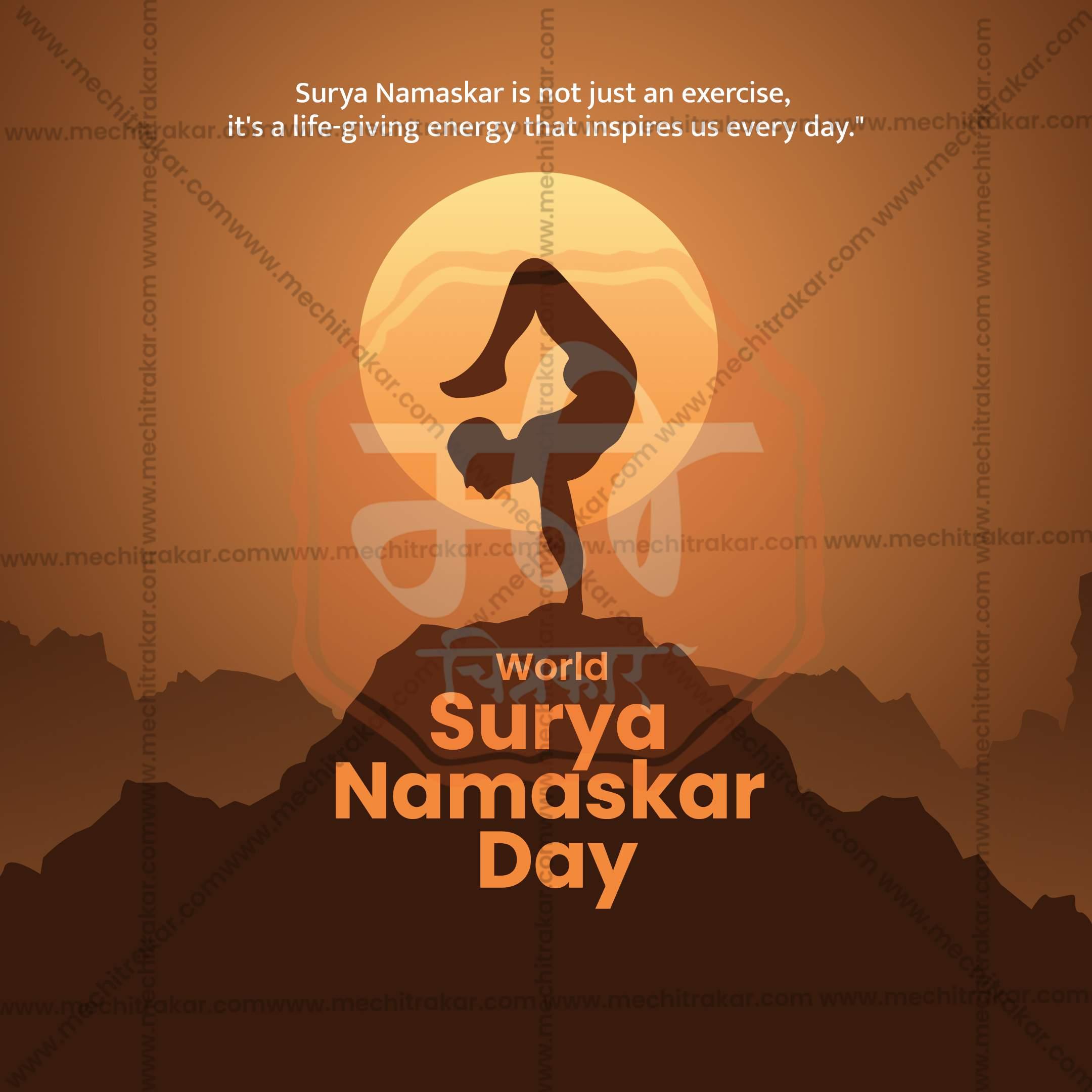 Beautiful World Surya Namaskar Day Template Event Poster in Marathi, Hindi, and English - High-Quality Editable PSD and JPG by Me Chitrakar