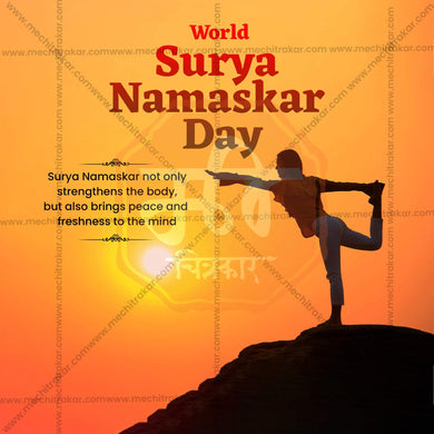 Attractive World Surya Namaskar Day Template editable Banner in Marathi, Hindi, and English - PSD and JPG by Me Chitrakar