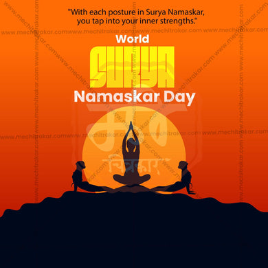 High-Quality World Surya Namaskar Day Template editable Flyer in Marathi, Hindi, and English - Editable PSD and JPG by Me Chitrakar