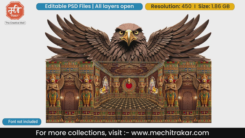 Lord Vishnu Sheshshayi Editable PSD File with Garuda Theme for Mandap Decoration