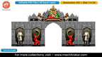 Aai Tulja Bhavani Tuljapur Theme Silver Stone Pandal Entrance Gate Editable PSD Template