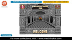Silver Stone Temple Entry Gate Editable PSD Template with Om, Trishul, Ganesh and Maa Durga