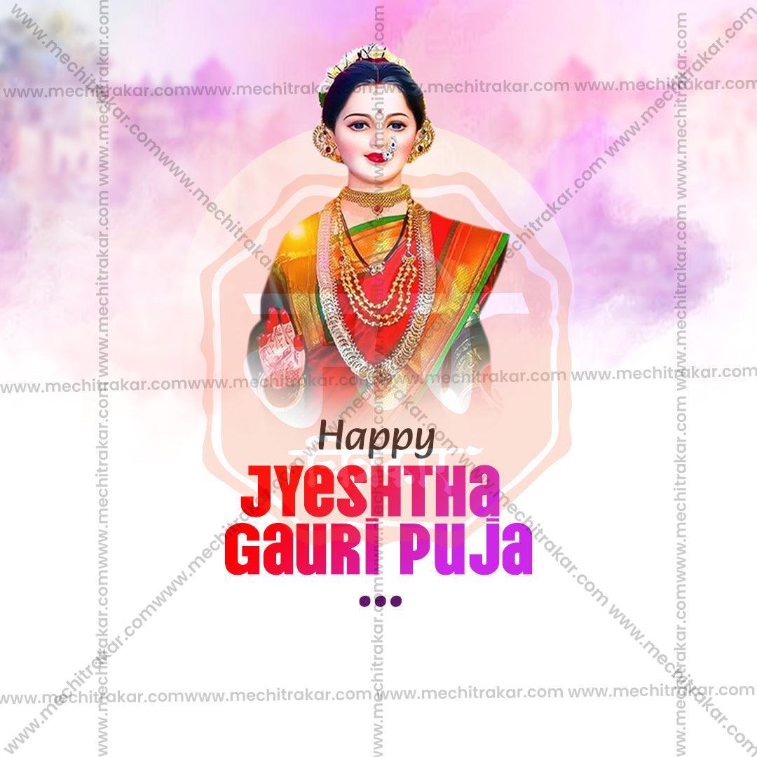 Professional Jyeshta Gauri Avahan Template Design for Social Media in Marathi, Hindi, and English - PSD and JPG by Me Chitrakar