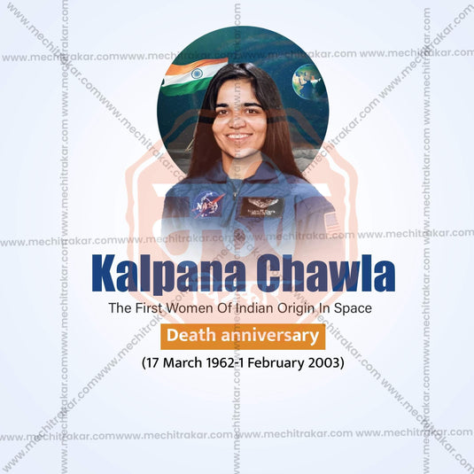 Elegant Kalpana Chawla's death anniversary TemplateFlyer Design in Marathi, Hindi, and English - High-Quality PSD and JPG by Me Chitrakar