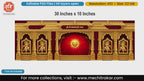 Golden temple architecture backdrop editable PSD template featuring Lord Surya face, dancing deities, and Om Gan Ganpataye Namah mantra.
