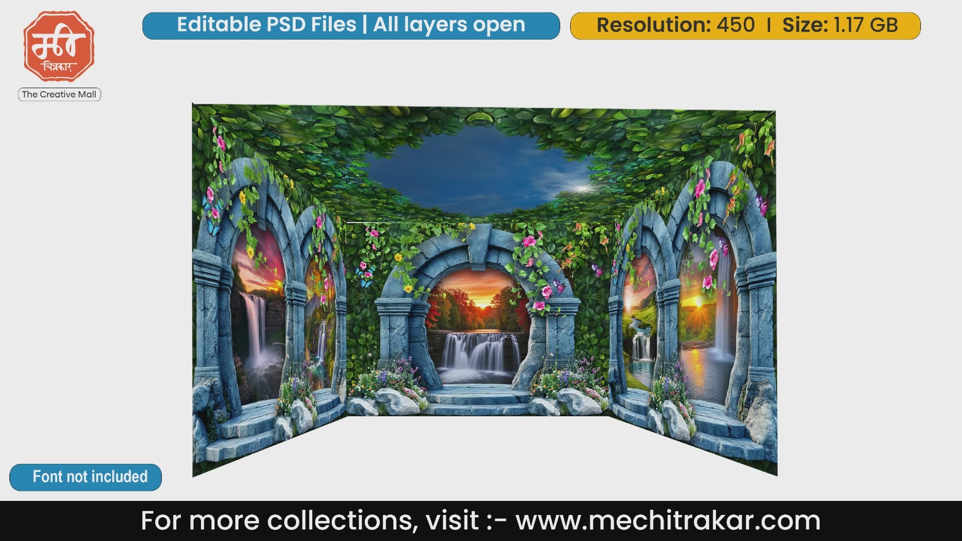 Natural Grotto Pandal PSD Template | Ganpati & Navratri Festival | mechitrakar.com