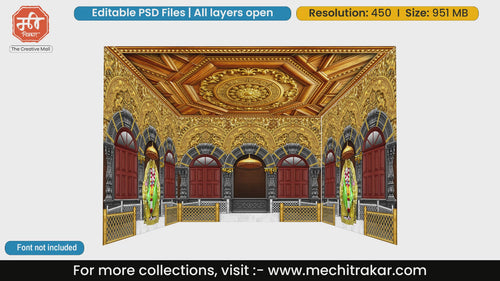 Exquisite wooden and golden Sai Baba darbar with intricate ceiling carving details