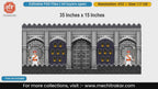 Intricately carved wooden doors within a stone archway, flanked by glowing diyas and traditional Mawale guards
