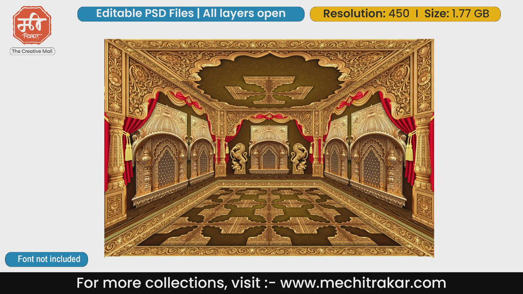 Goddess Durga Shailputri Royal Golden Pandal Decoration Editable PSD Template