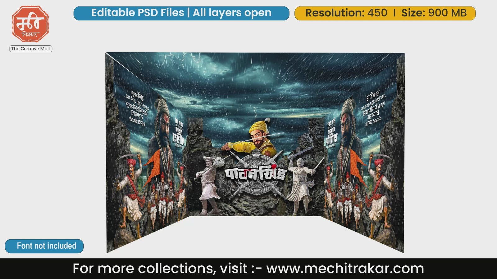 Maratha warrior historical 4 Side Decoration editable psd template for graphic agencies