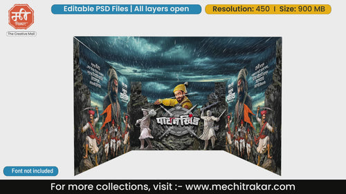 Maratha warrior historical 4 Side Decoration editable psd template for graphic agencies