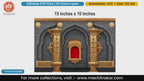 Stone wall stage backdrop with central golden shrine, editable PSD template.