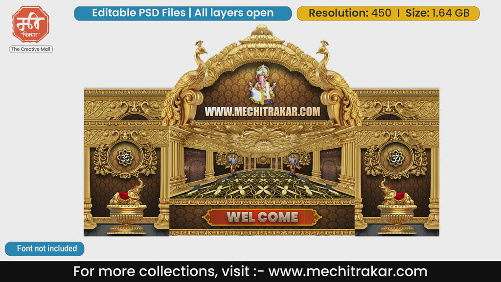 Golden Peacock Heritage Lord Ganesha Themed Editable PSD Print Media Template