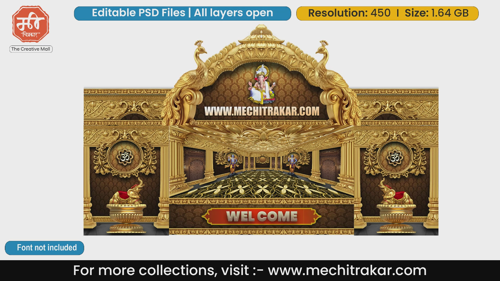 Golden Peacock Heritage Lord Ganesha Themed Editable PSD Print Media Template