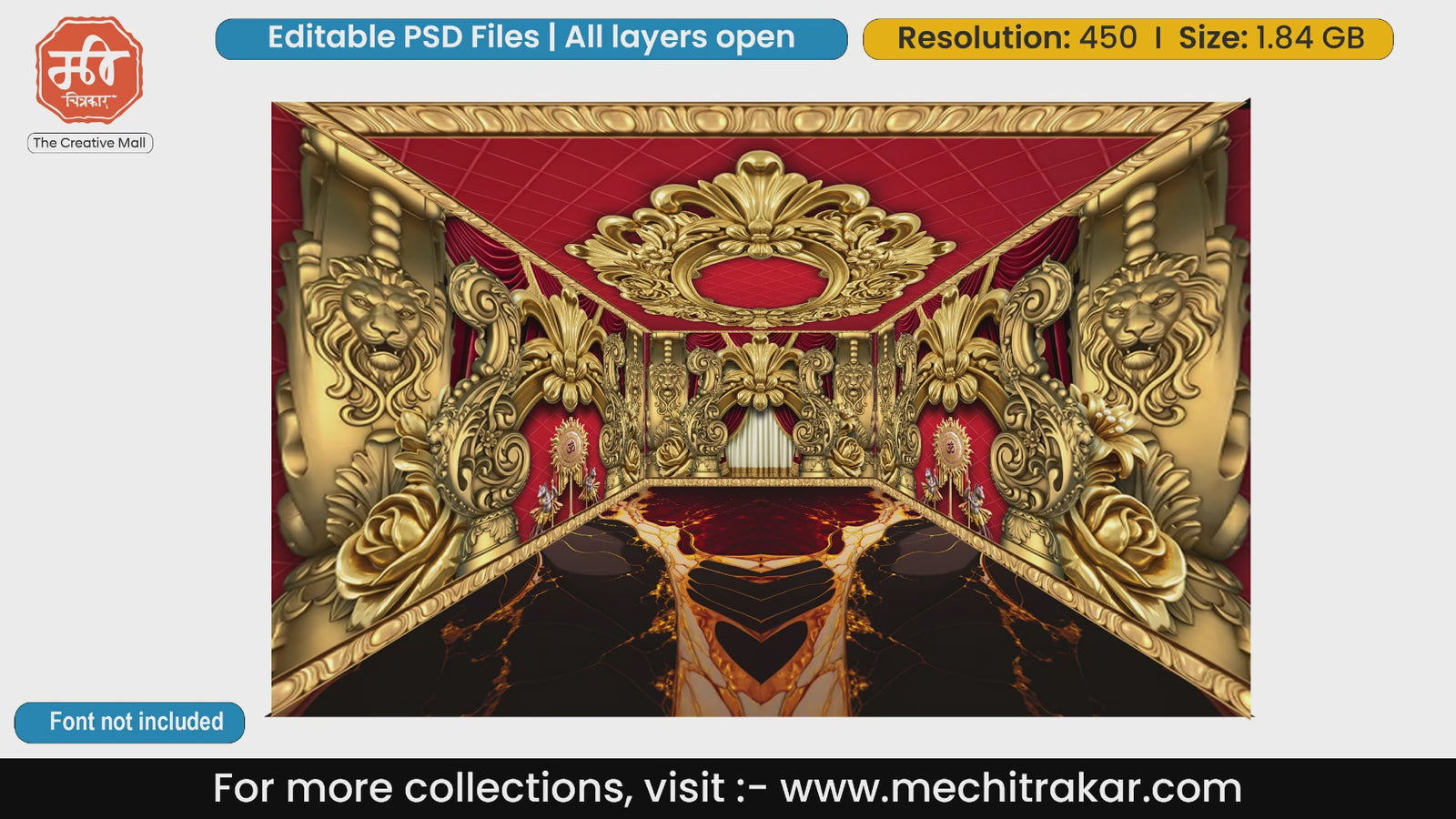 Om Divine Royal Lion Sanctum Editable PSD Backdrop Template