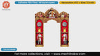 Golden royal entrance gate editable PSD template showcasing Chhatrapati Shivaji Maharaj, Rajmata Jijau, and Chhatrapati Sambhaji Maharaj for Shivjayanti.