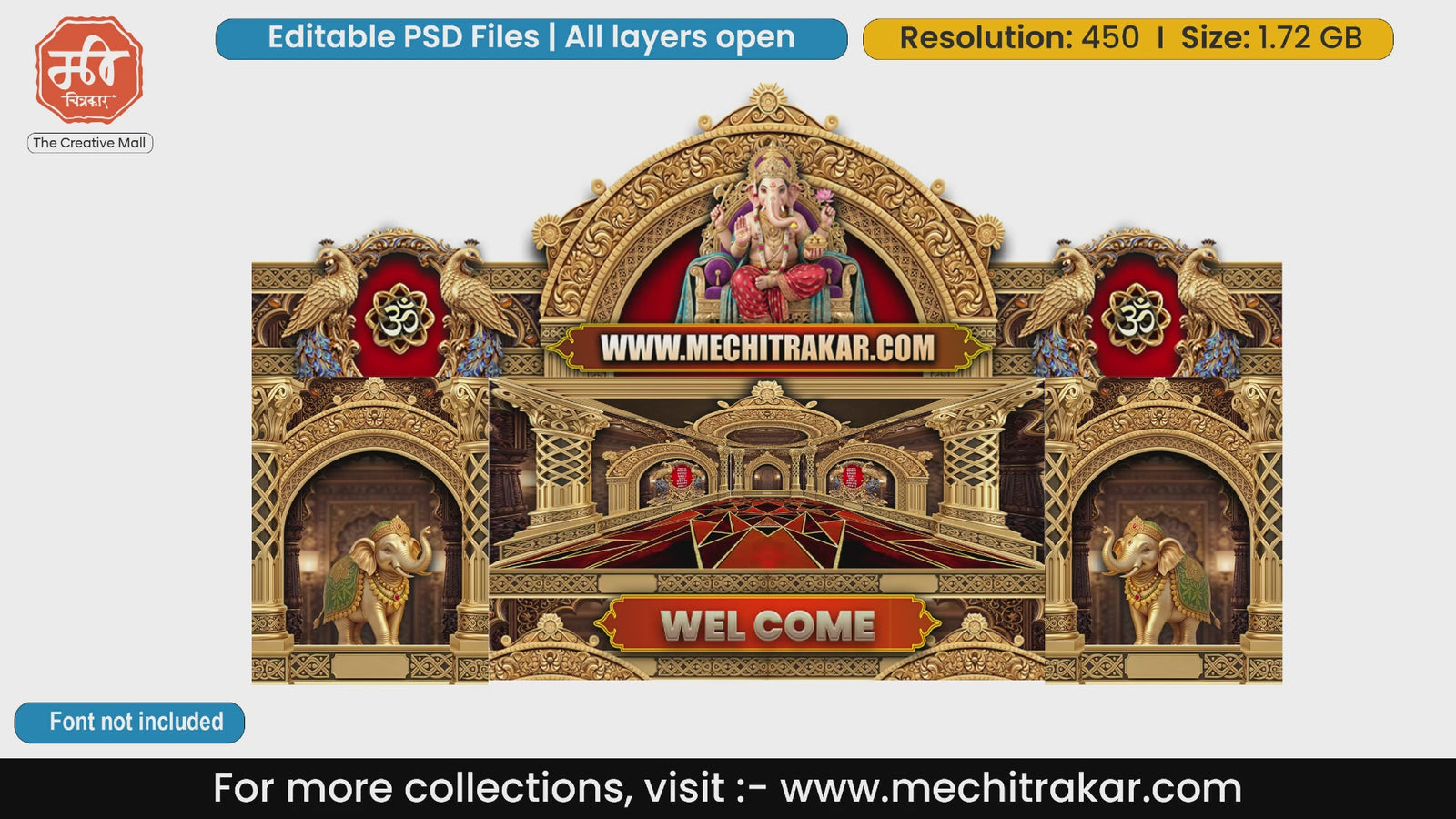 Regal Om Peacock Avenue Lord Ganesha Themed Editable PSD Print Media Template